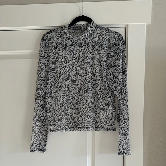 Abercrombie & Fitch Tops - Abercrombie and Fitch sheer mesh layering top blue floral size extra large